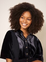 White Stuff Black Willow Velvet Shirt Dress - Image 3 of 5