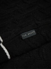 Czarny - Ted Baker Sepal Long Sleeve Regular Textured Crew Neck T-Shirt - Image 5 of 6