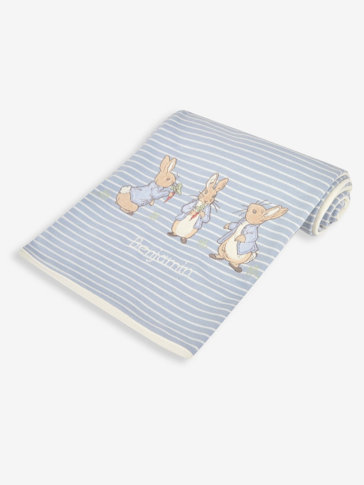 JoJo Maman Bébé Personalised Peter Rabbit Print Reversible Jersey Shawl - Image 1 of 4 JoJo Maman Bébé Personalised Peter Rabbit Print Reversible Jersey Shawl - Image 1 of 4