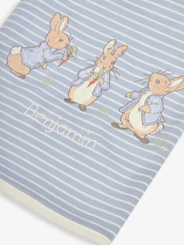 JoJo Maman Bébé Personalised Peter Rabbit Print Reversible Jersey Shawl - Image 2 of 4 JoJo Maman Bébé Personalised Peter Rabbit Print Reversible Jersey Shawl - Image 2 of 4