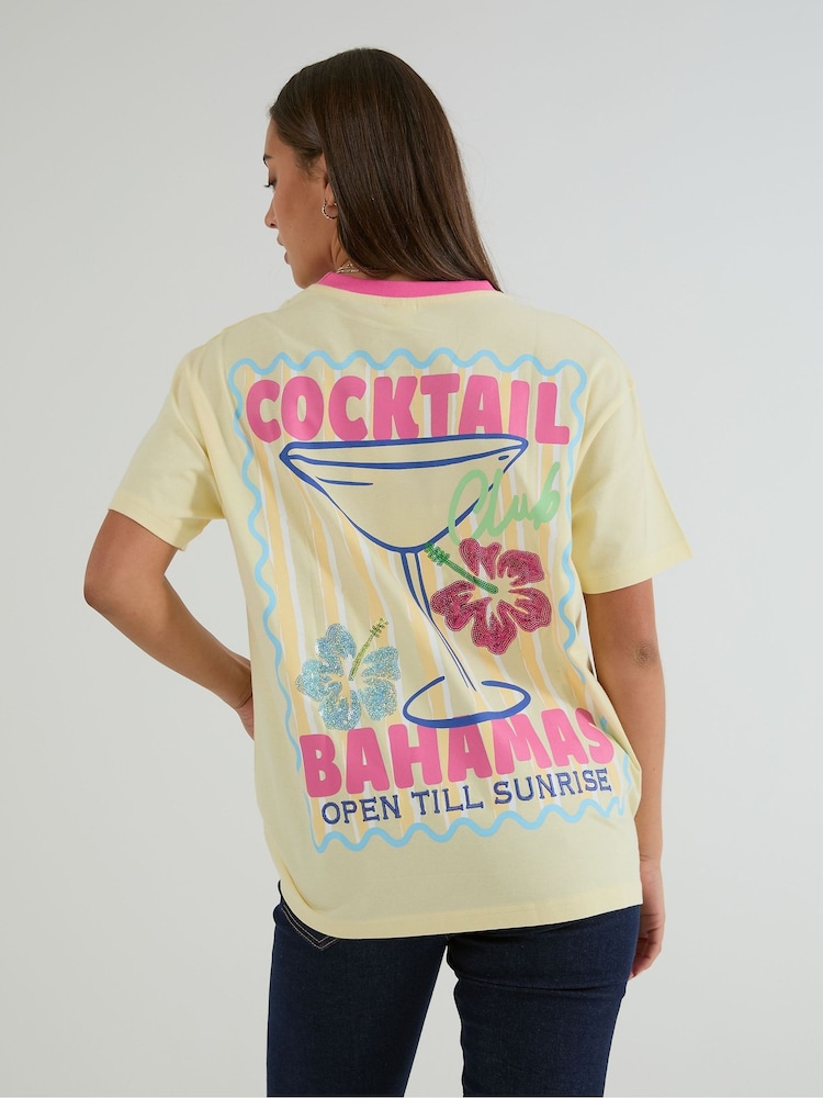 Skinnydip Yellow Cocktail Bahamas T-Shirt - Image 1 of 5 Skinnydip Yellow Cocktail Bahamas T-Shirt - Image 1 of 5