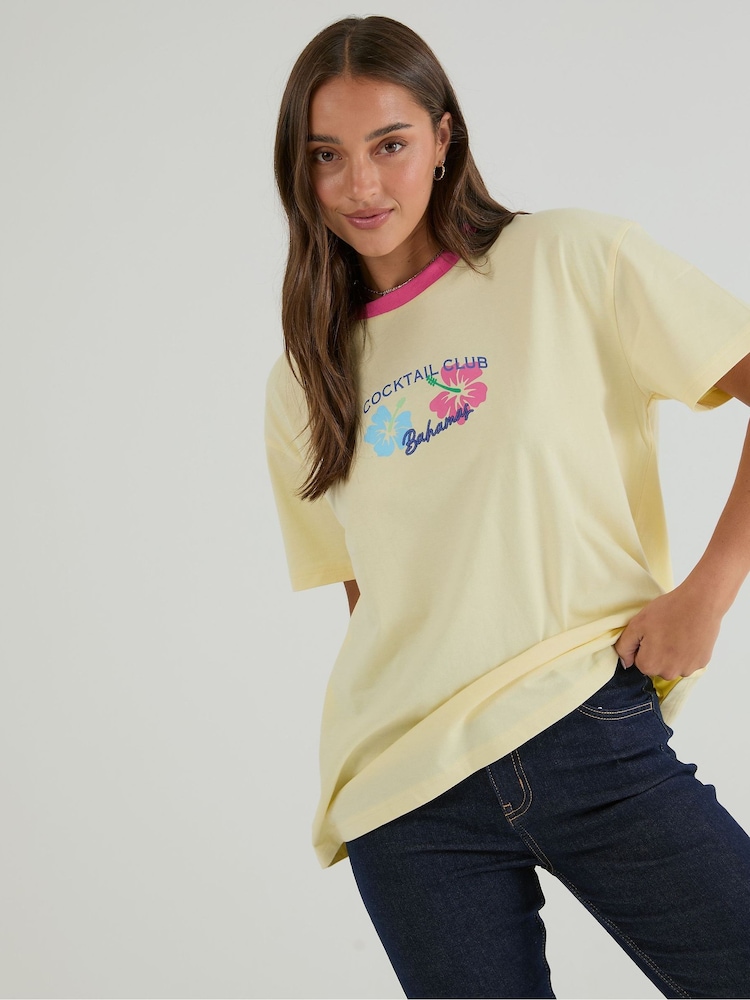 Skinnydip Yellow Cocktail Bahamas T-Shirt - Image 2 of 5 Skinnydip Yellow Cocktail Bahamas T-Shirt - Image 2 of 5