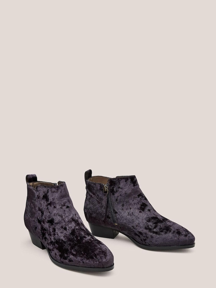 White Stuff Grey Willow Velvet Ankle Boots - Image 2 of 4