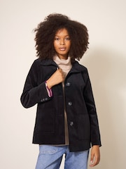 White Stuff Karla Velvet Black Peacoat - Image 2 of 5