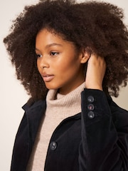 White Stuff Karla Velvet Black Peacoat - Image 3 of 5