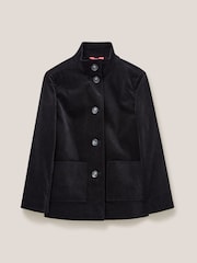 White Stuff Karla Velvet Black Peacoat - Image 4 of 5