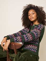 White Stuff Green Belle Fairisle Cardigan - Image 4 of 7