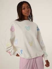 Skinnydip White Disney Mickey Mouse Patch Sweatshirt - Image 1 of 7