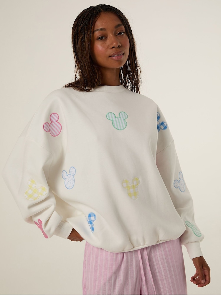 Skinnydip White Disney Mickey Mouse Patch Sweatshirt - Image 1 of 7