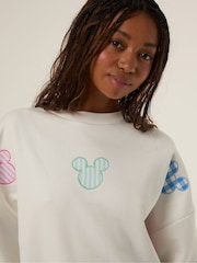 Skinnydip White Disney Mickey Mouse Patch Sweatshirt - Image 3 of 7