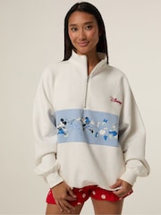 Skinnydip White Disney Mickey Varsity Zip Sweatshirt - Image 1 of 8