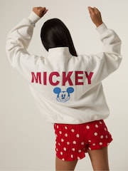 Skinnydip White Disney Mickey Varsity Zip Sweatshirt - Image 4 of 8