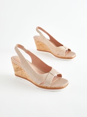 Schimmeroptik - Forever Comfort® Schuhe mit Kork-Keilabsatz und Schleife - Bild 1 von 6