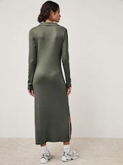 Khaki Midi Ribbed Dress - Image 4 of 7