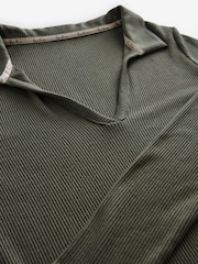Khaki Midi Ribbed Dress - Image 6 of 7