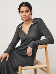 Charcoal Midi Ribbed Dress - Image 2 of 6