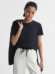 Reiss Navy Betty Cotton Crew Neck T-Shirt - Image 1 of 5