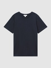 Reiss Navy Betty Cotton Crew Neck T-Shirt - Image 2 of 5