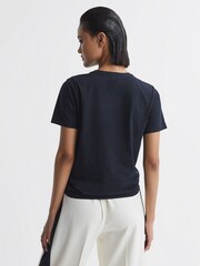 Reiss Navy Betty Cotton Crew Neck T-Shirt - Image 5 of 5