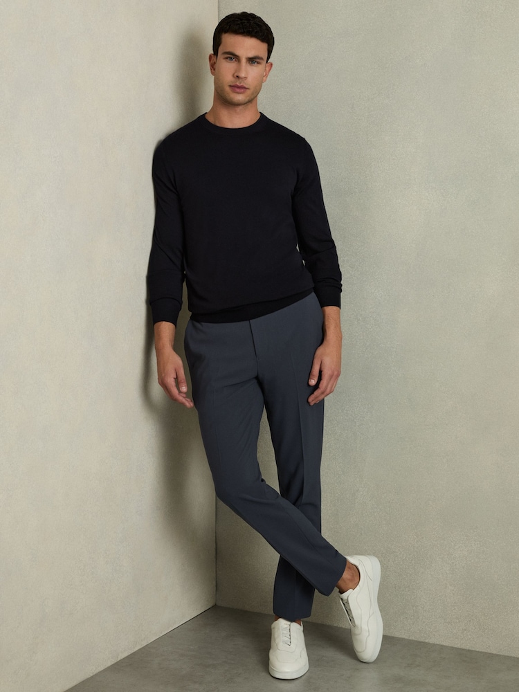 Reiss Airforce Blue Found Slim-Fit Drawstring Trousers - Image 1 of 5