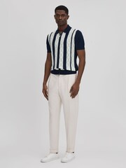 Reiss Navy/White Selwood Colourblock Zip-Through T-Shirt - Image 3 of 7