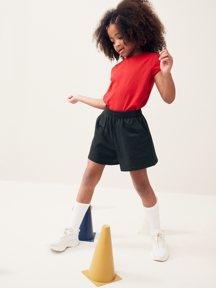 Black 100% Cotton Drawstring Sports Shorts (3-16yrs) - Image 2 of 7