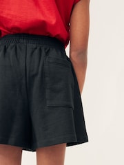 Black 100% Cotton Drawstring Sports Shorts (3-16yrs) - Image 4 of 7
