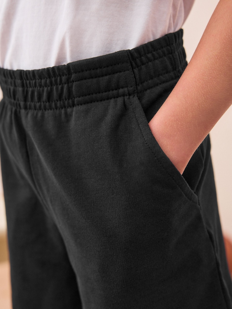 Black 100% Cotton Drawstring Sports Shorts (3-16yrs) - Image 4 of 7