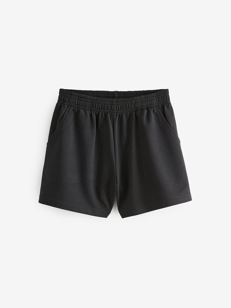 Black 100% Cotton Drawstring Sports Shorts (3-16yrs) - Image 5 of 7
