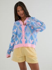 Skinnydip Blue Disney Mickey Mouse Repeat Knitted Cardigan - Image 1 of 4