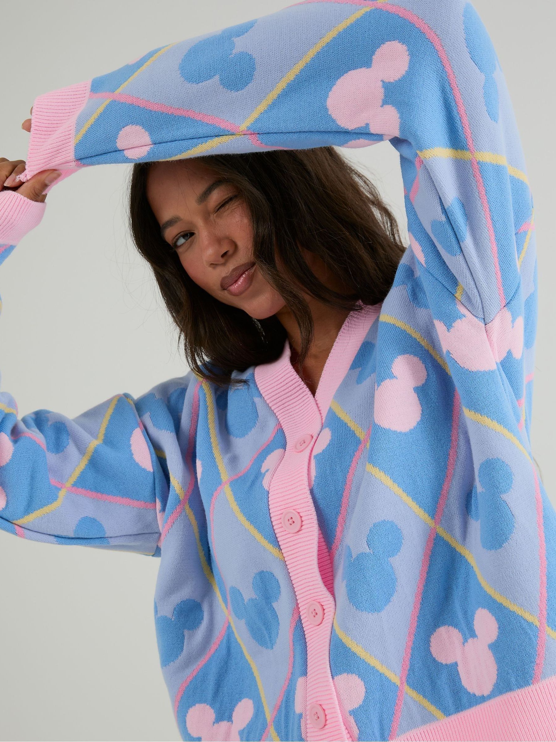 Buy Skinnydip Blue Disney Mickey Mouse Repeat Knitted Cardigan