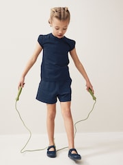 Navy 100% Cotton Drawstring Sports Shorts (3-16yrs) - Image 3 of 7