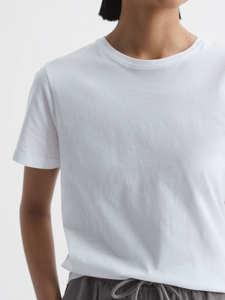 Reiss Ivory Betty Cotton Crew Neck T-Shirt - Image 1 of 5 Reiss Ivory Betty Cotton Crew Neck T-Shirt - Image 1 of 5