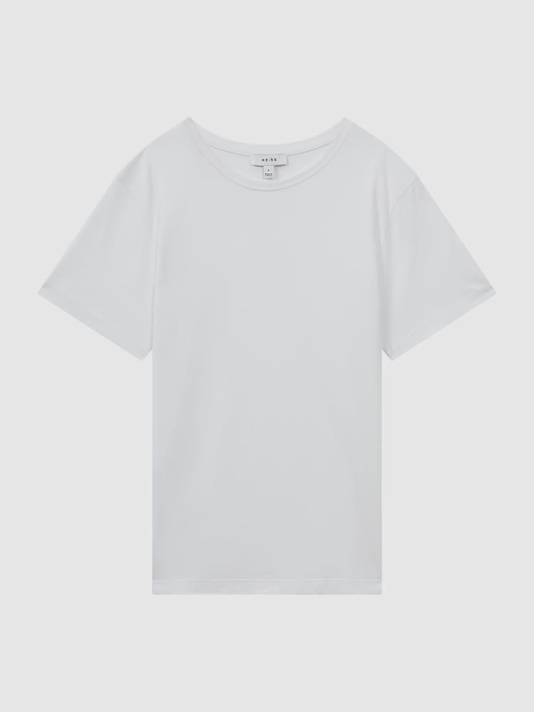 Reiss Ivory Betty Cotton Crew Neck T-Shirt - Image 2 of 5 Reiss Ivory Betty Cotton Crew Neck T-Shirt - Image 2 of 5