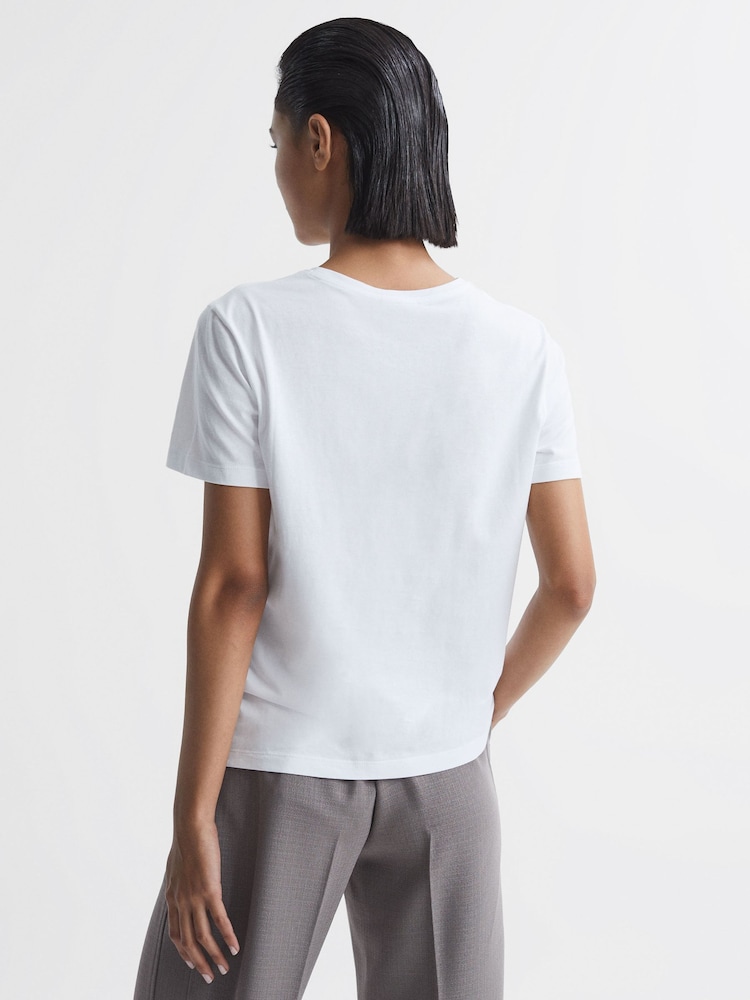 Reiss Ivory Betty Cotton Crew Neck T-Shirt - Image 5 of 5 Reiss Ivory Betty Cotton Crew Neck T-Shirt - Image 5 of 5