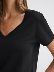 Reiss Black Bailey Cotton V-Neck T-Shirt - Image 1 of 5
