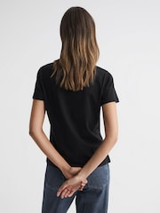 Reiss Black Bailey Cotton V-Neck T-Shirt - Image 5 of 5