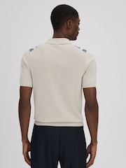 Reiss Stone Blue Selwood Colourblock Zip-Through T-Shirt - Image 5 of 7