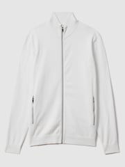 Reiss White Epsom Zip-Through Funnel Neck Cardigan - Image 2 of 5