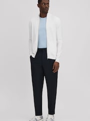 Reiss White Epsom Zip-Through Funnel Neck Cardigan - Image 3 of 5