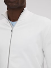 Reiss White Epsom Zip-Through Funnel Neck Cardigan - Image 4 of 5