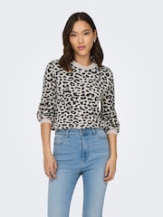 JDY Leopard Print Soft Touch V-Neck Jumper - Bild 1 von 6