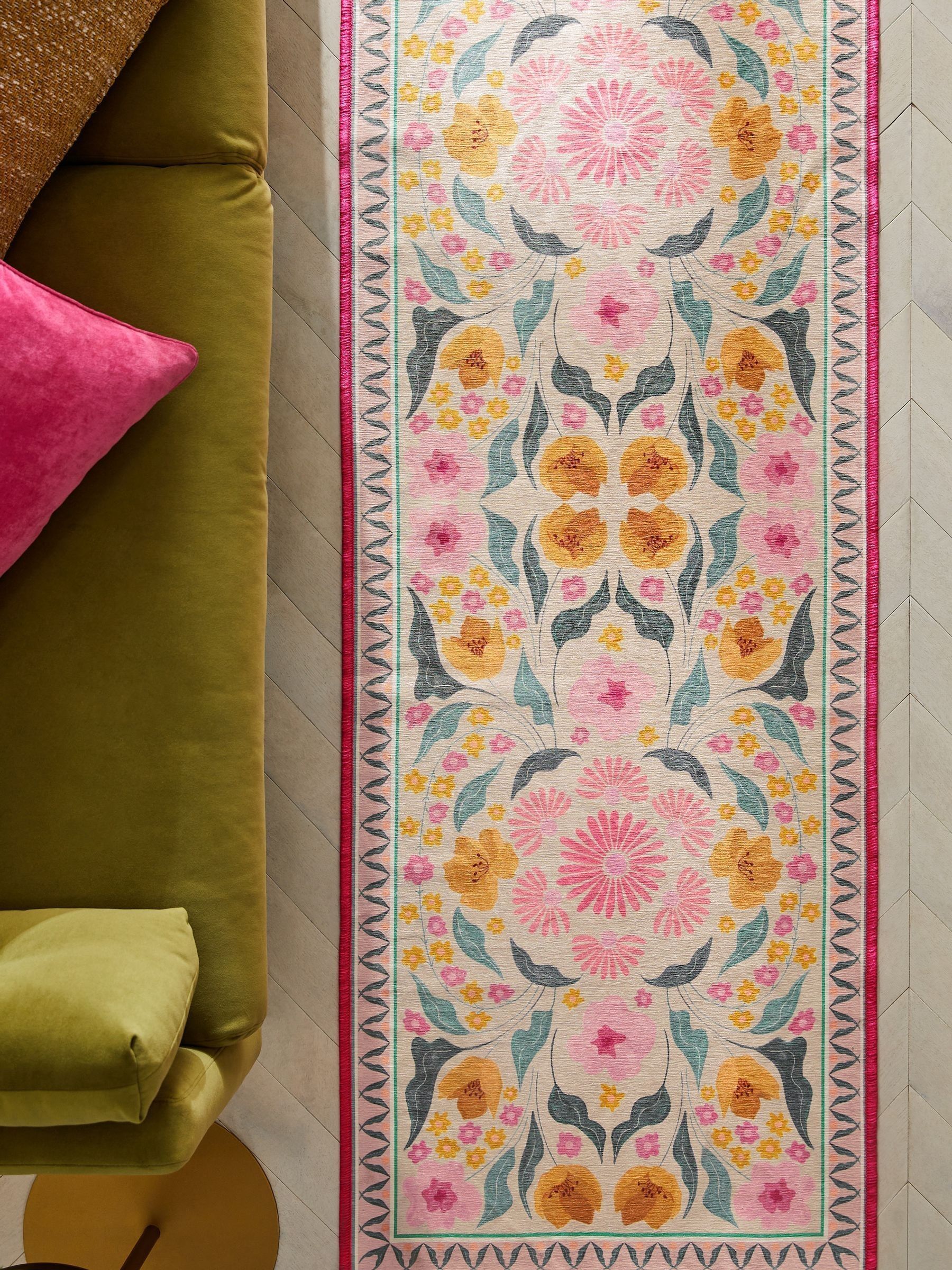 Buy Pink Washable Bettie Floral Runner from Next Ireland