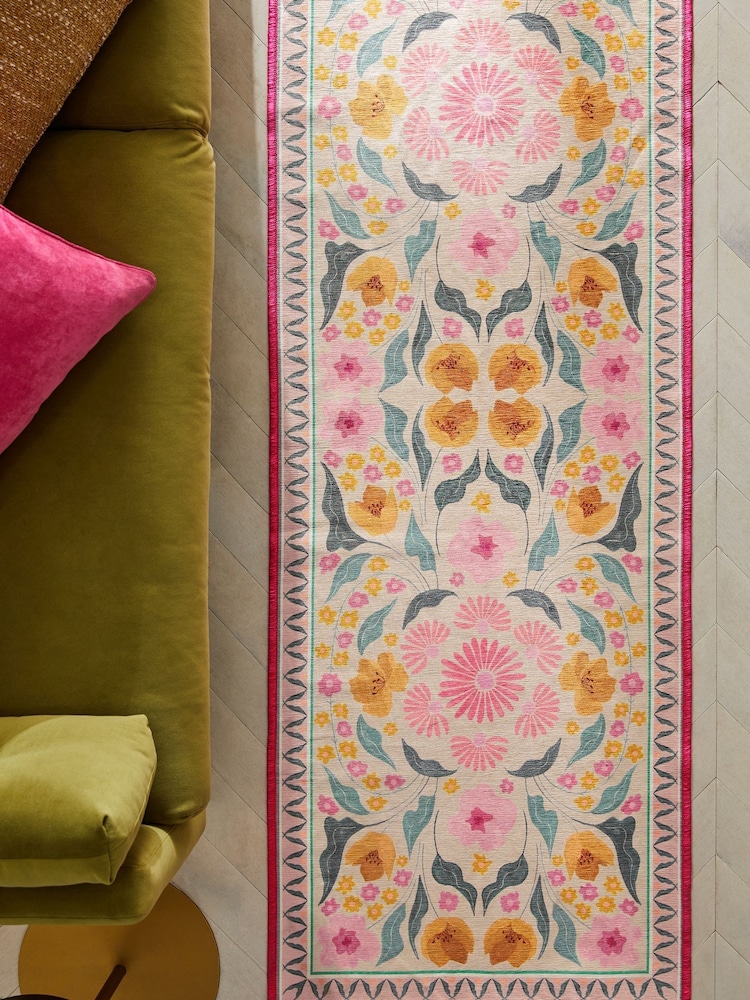 Pink Washable Bettie Floral Runner - Image 2 of 7