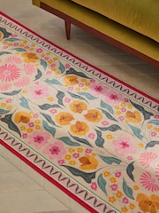 Pink Washable Bettie Floral Runner - Image 4 of 7