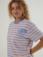 Skinnydip Pink Capri Le Soleil Stripe T-Shirt - Image 2 of 4