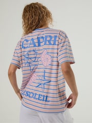 Skinnydip Pink Capri Le Soleil Stripe T-Shirt - Image 3 of 4