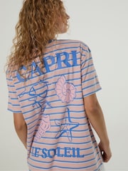 Skinnydip Pink Capri Le Soleil Stripe T-Shirt - Image 4 of 4