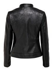 JDY Black Petite Faux Leather Biker Jacket - Image 7 of 7