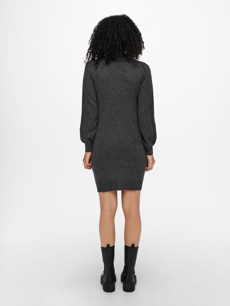 JDY Grey Petite High Neck Knitted Dress - Image 2 of 6